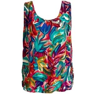 Lee David Collection vintage floral scoop neck pullover tank top green p…